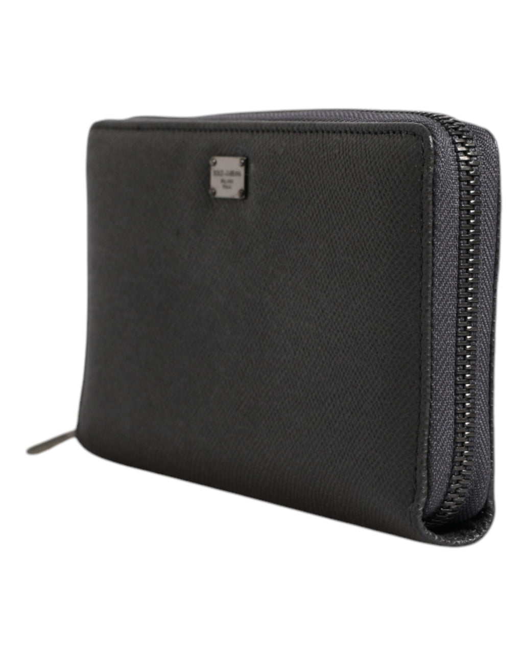 Dolce & Gabbana Dark Gray Leather DG Logo Zip Around Continental Wallet - Zeiniez