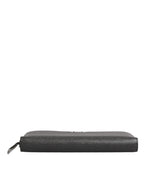 Dolce & Gabbana Dark Gray Leather DG Logo Zip Around Continental Wallet - Zeiniez