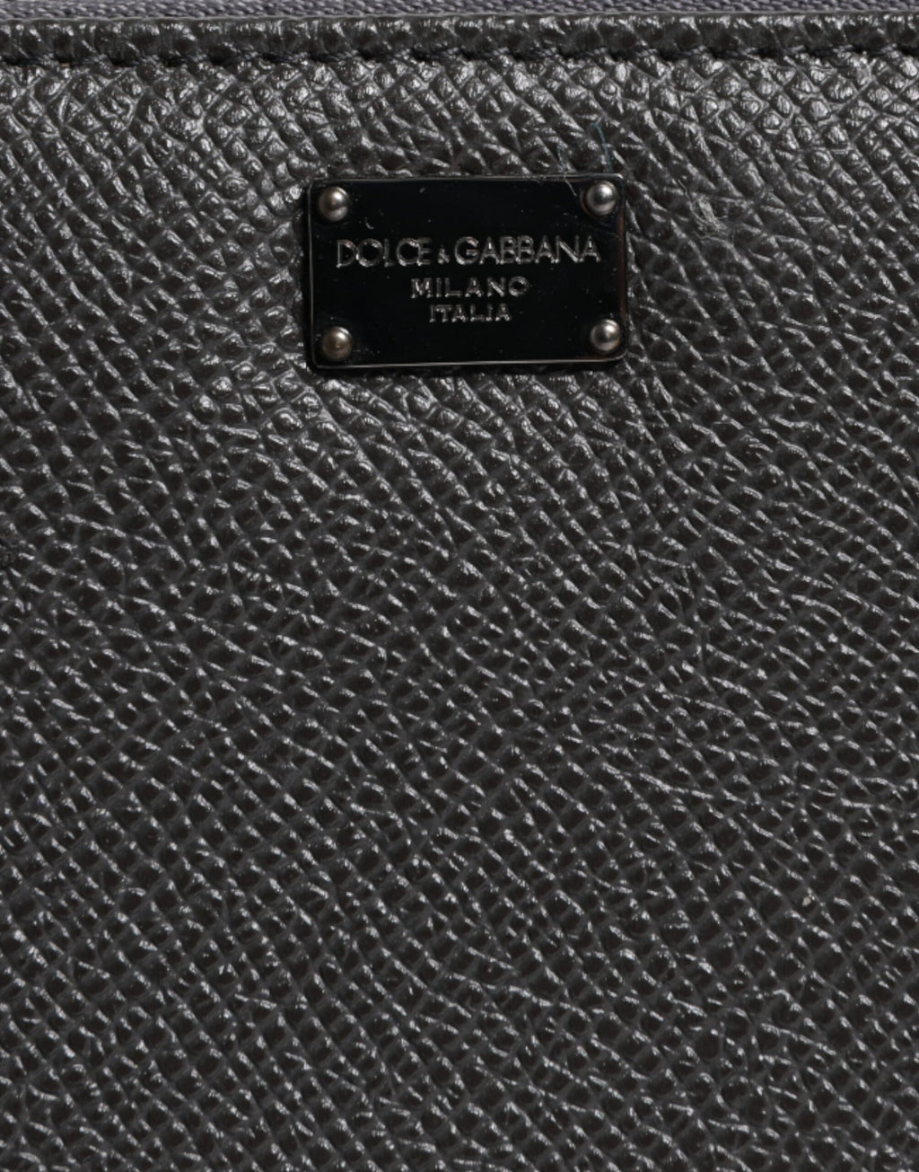 Dolce & Gabbana Dark Gray Leather DG Logo Zip Around Continental Wallet - Zeiniez