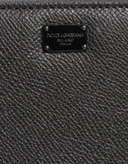 Dolce & Gabbana Dark Gray Leather DG Logo Zip Around Continental Wallet - Zeiniez