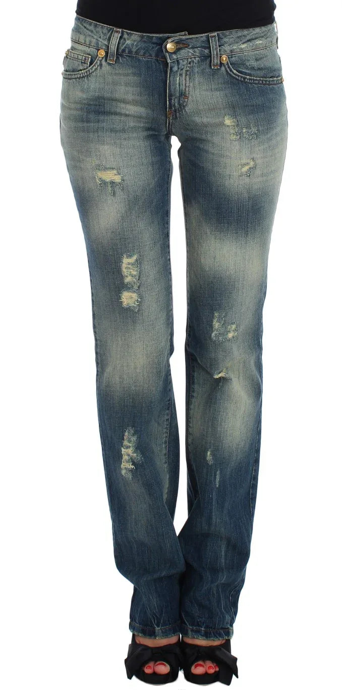 Cavalli Blue Cotton Low Waist Jeans - Zeiniez