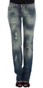 Cavalli Blue Cotton Low Waist Jeans - Zeiniez