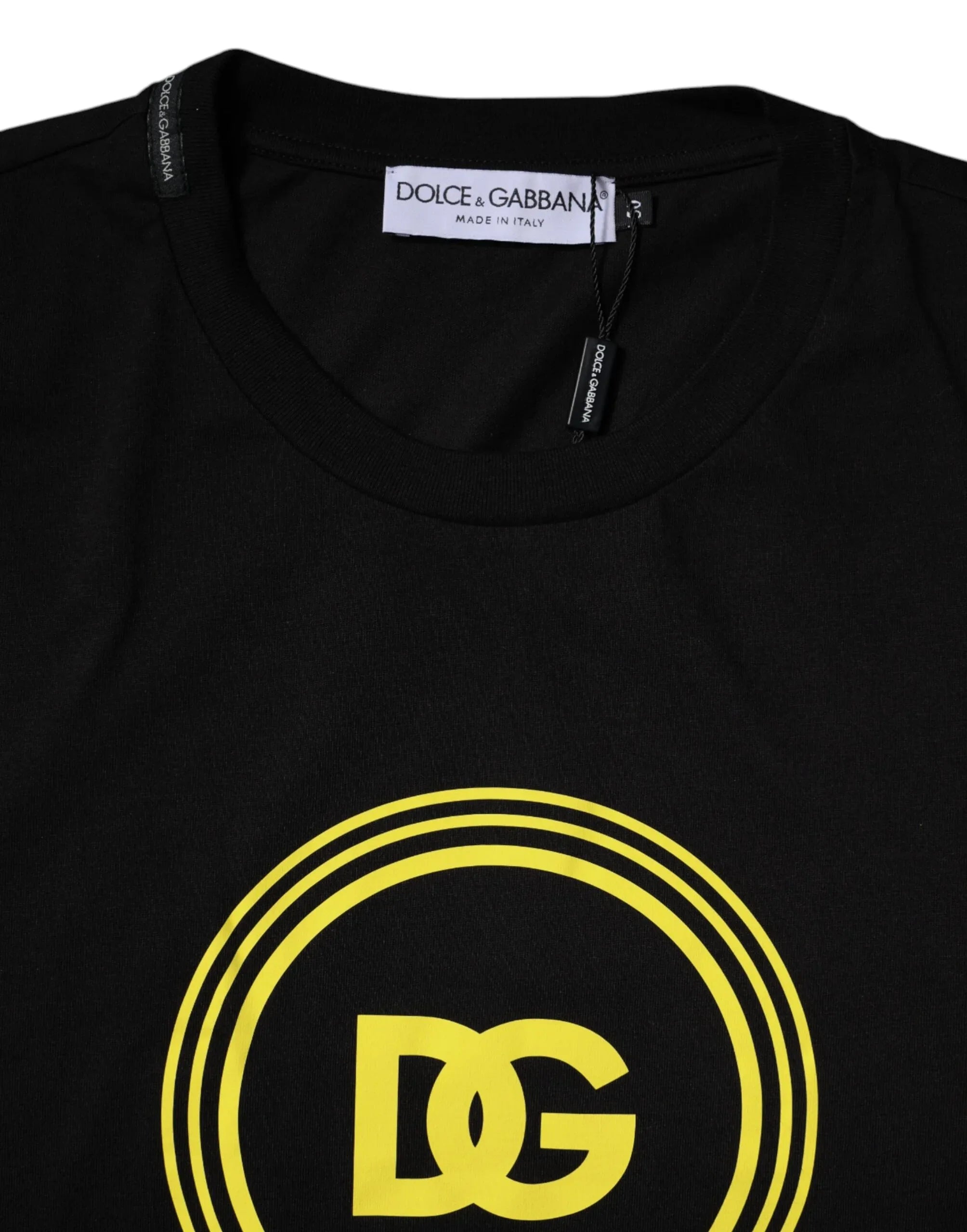 Dolce & Gabbana Black Logo Print Cotton Crew Neck T-shirt - Zeiniez