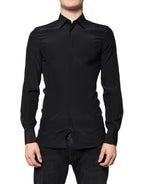 Dolce & Gabbana Black Silk Long Sleeves GOLD Dress Shirt - Zeiniez