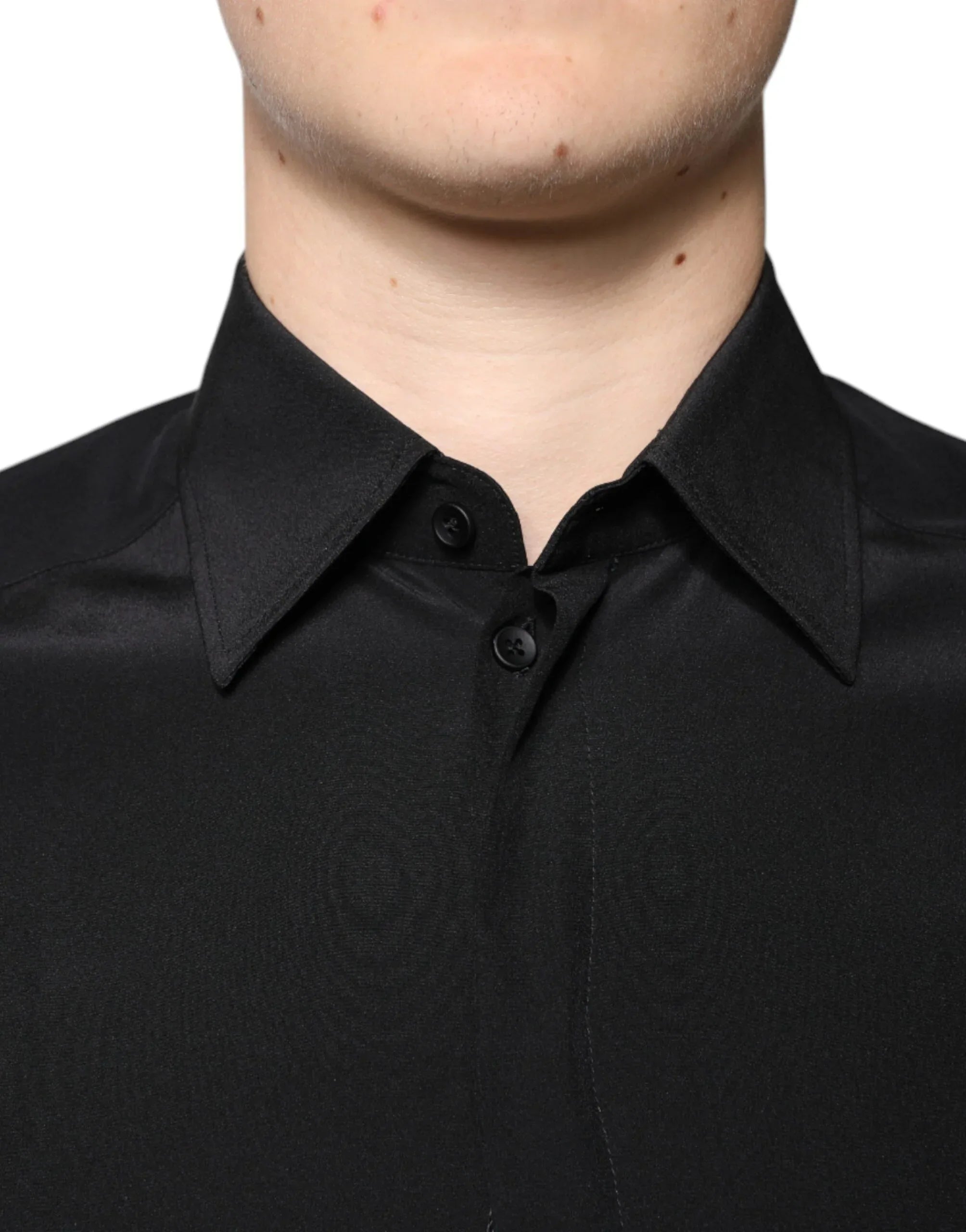 Dolce & Gabbana Black Silk Long Sleeves GOLD Dress Shirt - Zeiniez