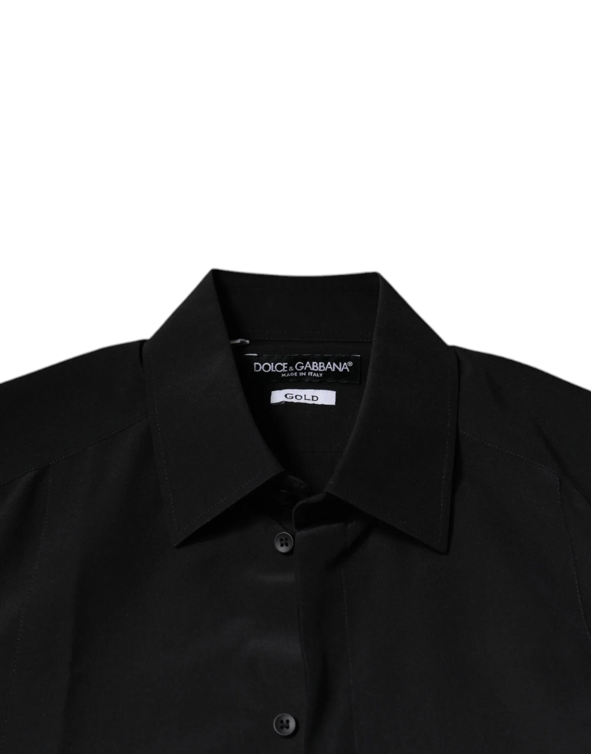 Dolce & Gabbana Black Silk Long Sleeves GOLD Dress Shirt - Zeiniez