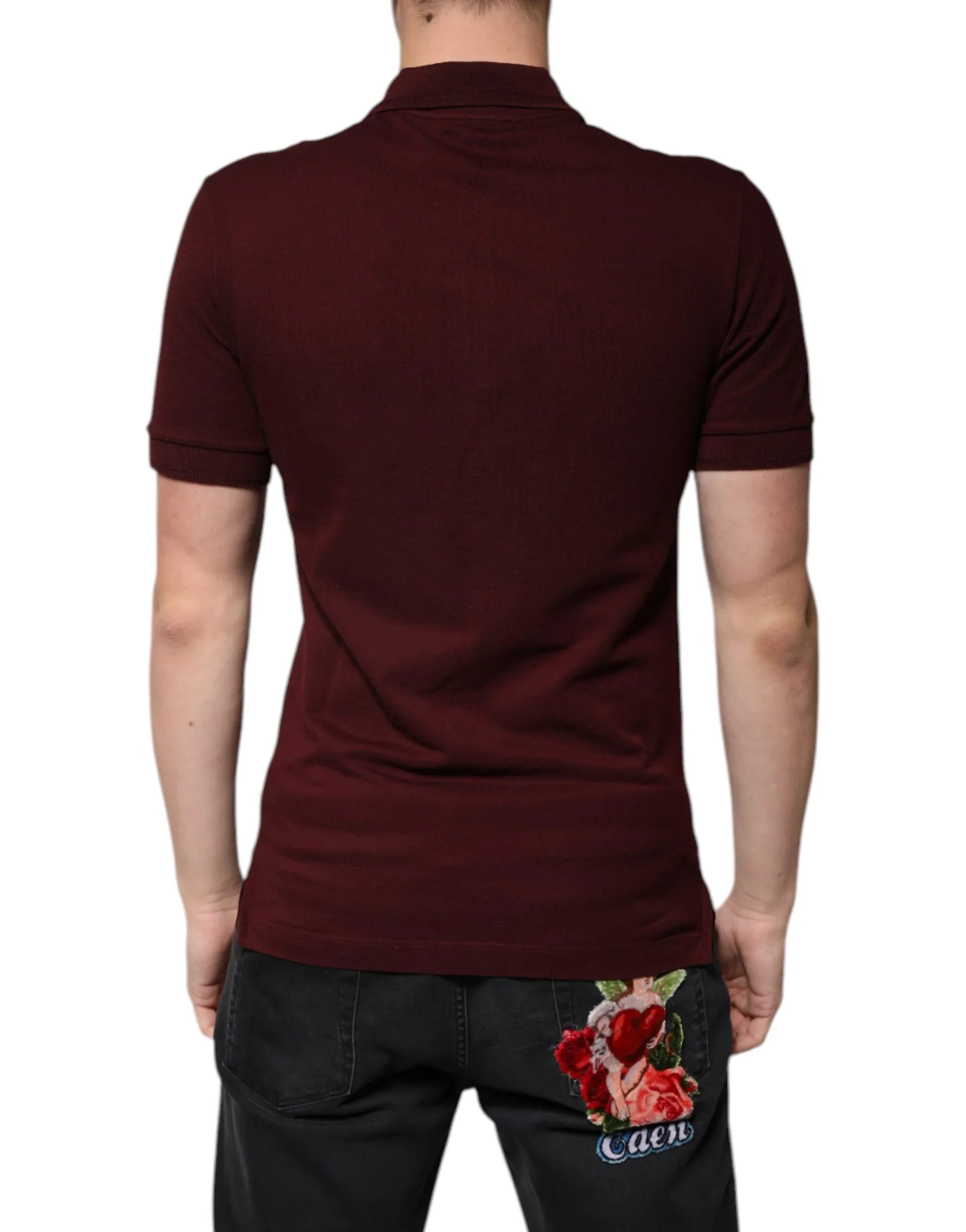 Dolce & Gabbana Maroon Collared Short Sleeves Polo T-shirt - Zeiniez