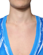 Dolce & Gabbana Blue Cotton V-neck Short Sleeves T-shirt - Zeiniez