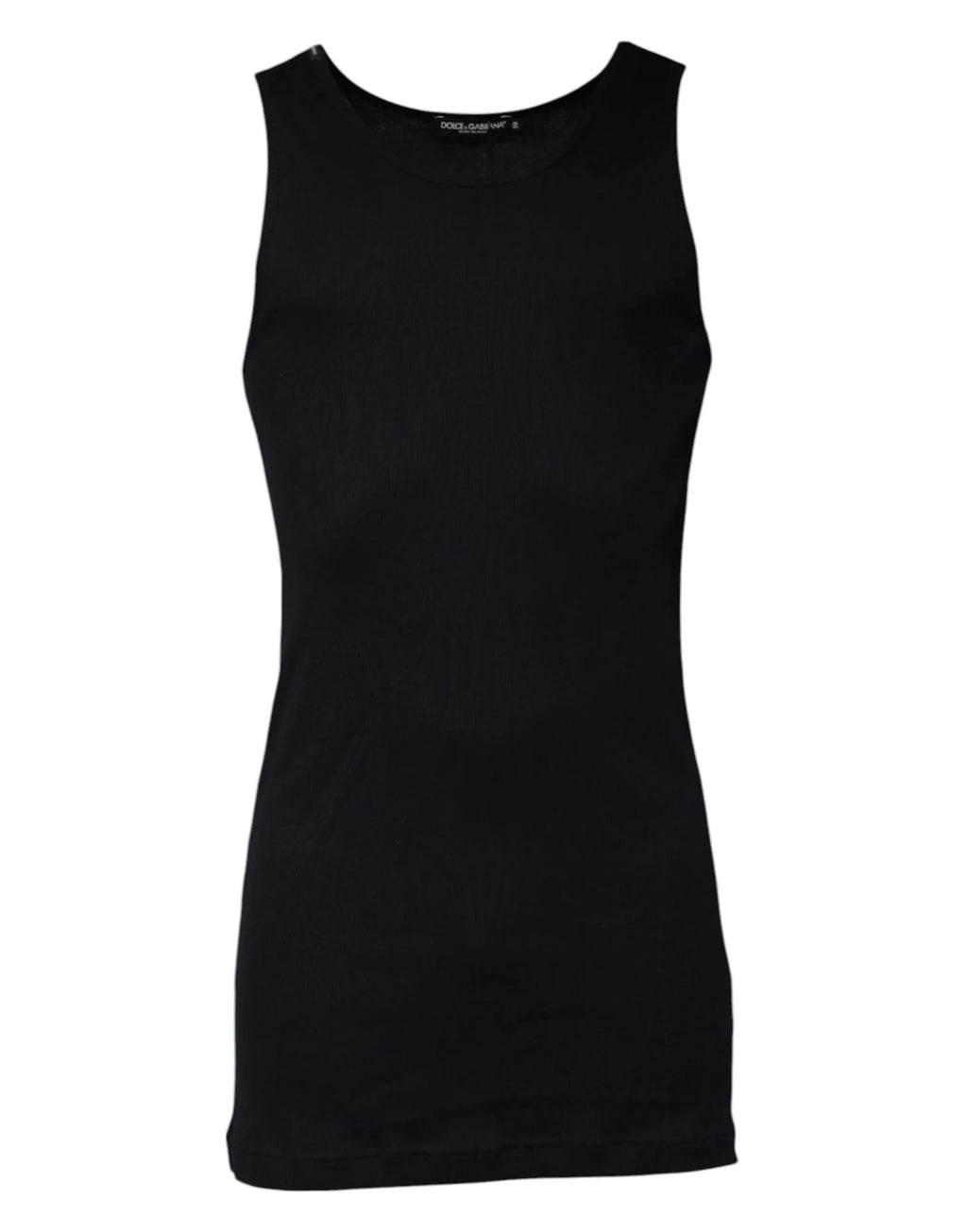 Dolce & Gabbana Black Cotton Sleeveless Round Neck Tank T-shirt - Zeiniez