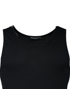 Dolce & Gabbana Black Cotton Sleeveless Round Neck Tank T-shirt - Zeiniez