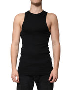 Dolce & Gabbana Black Cotton Sleeveless Round Neck Tank T-shirt - Zeiniez