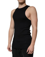 Dolce & Gabbana Black Cotton Sleeveless Round Neck Tank T-shirt - Zeiniez