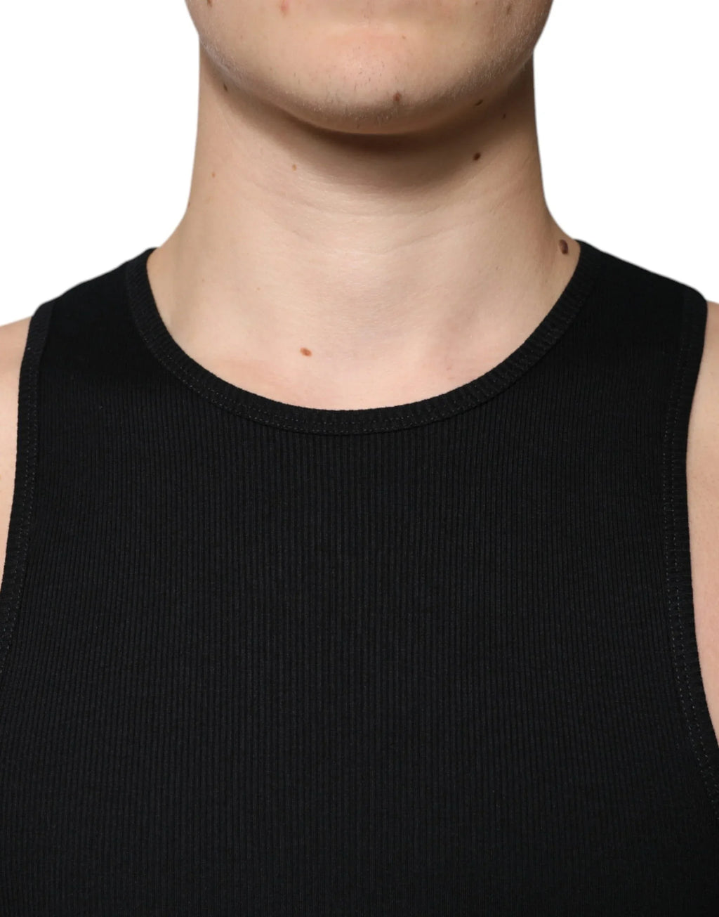 Dolce & Gabbana Black Cotton Sleeveless Round Neck Tank T-shirt - Zeiniez
