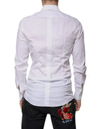 Dolce & Gabbana White Cotton Long Sleeves GOLD Dress Shirt - Zeiniez