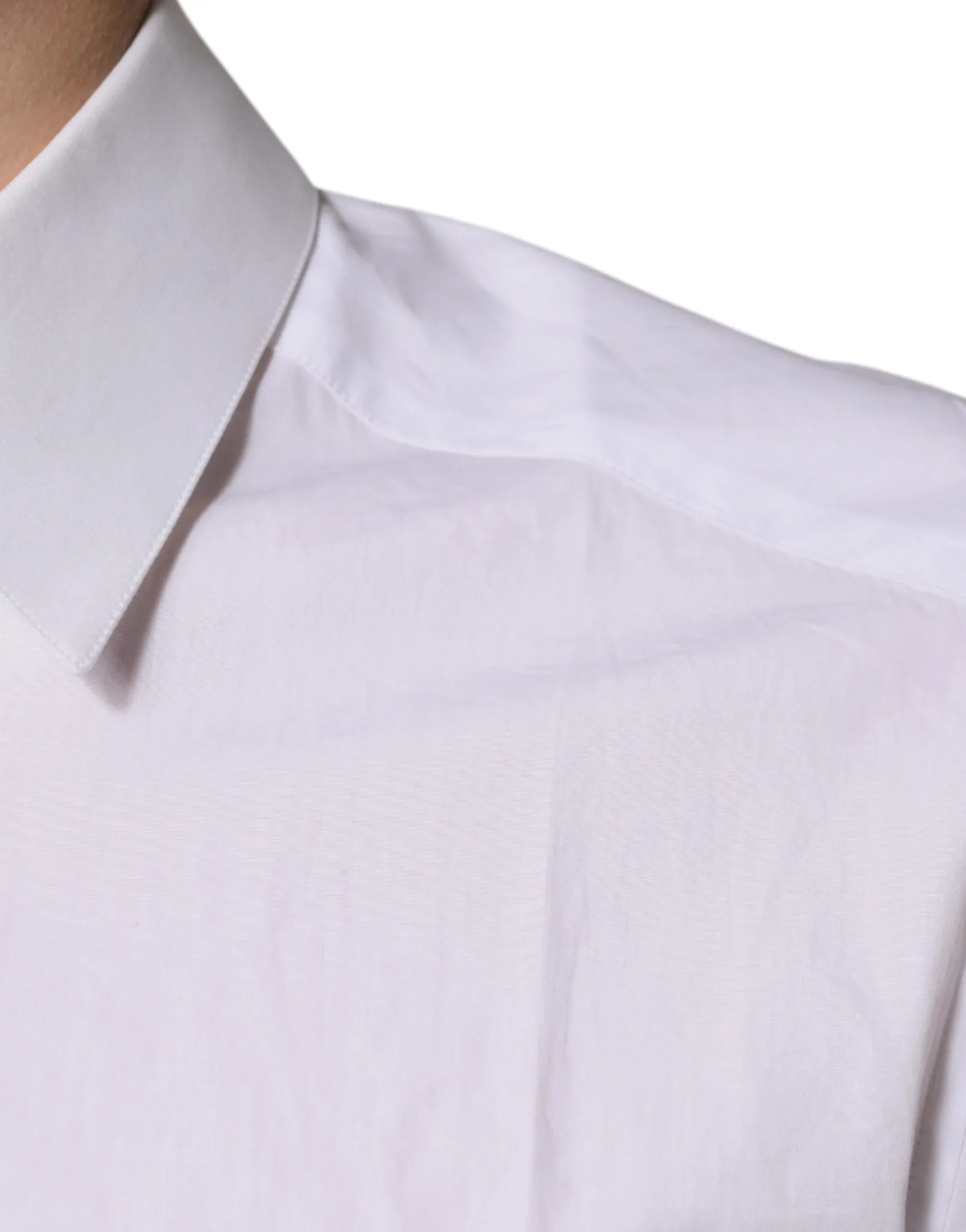 Dolce & Gabbana White Cotton Long Sleeves GOLD Dress Shirt - Zeiniez