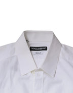 Dolce & Gabbana White Cotton Long Sleeves GOLD Dress Shirt - Zeiniez