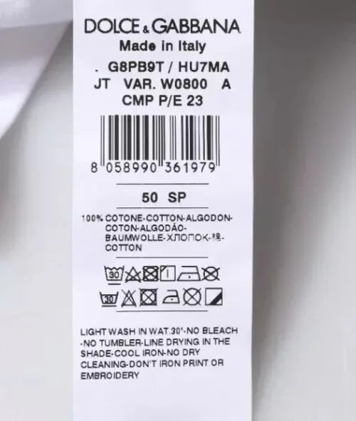 Dolce & Gabbana White Logo Print Cotton Crew Neck T-shirt - Zeiniez