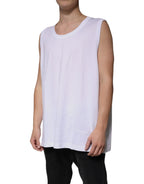 Dolce & Gabbana White Cotton Sleeveless Round Neck Tank T-shirt - Zeiniez