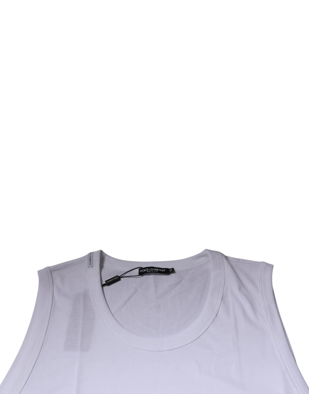 Dolce & Gabbana White Cotton Sleeveless Round Neck Tank T-shirt - Zeiniez