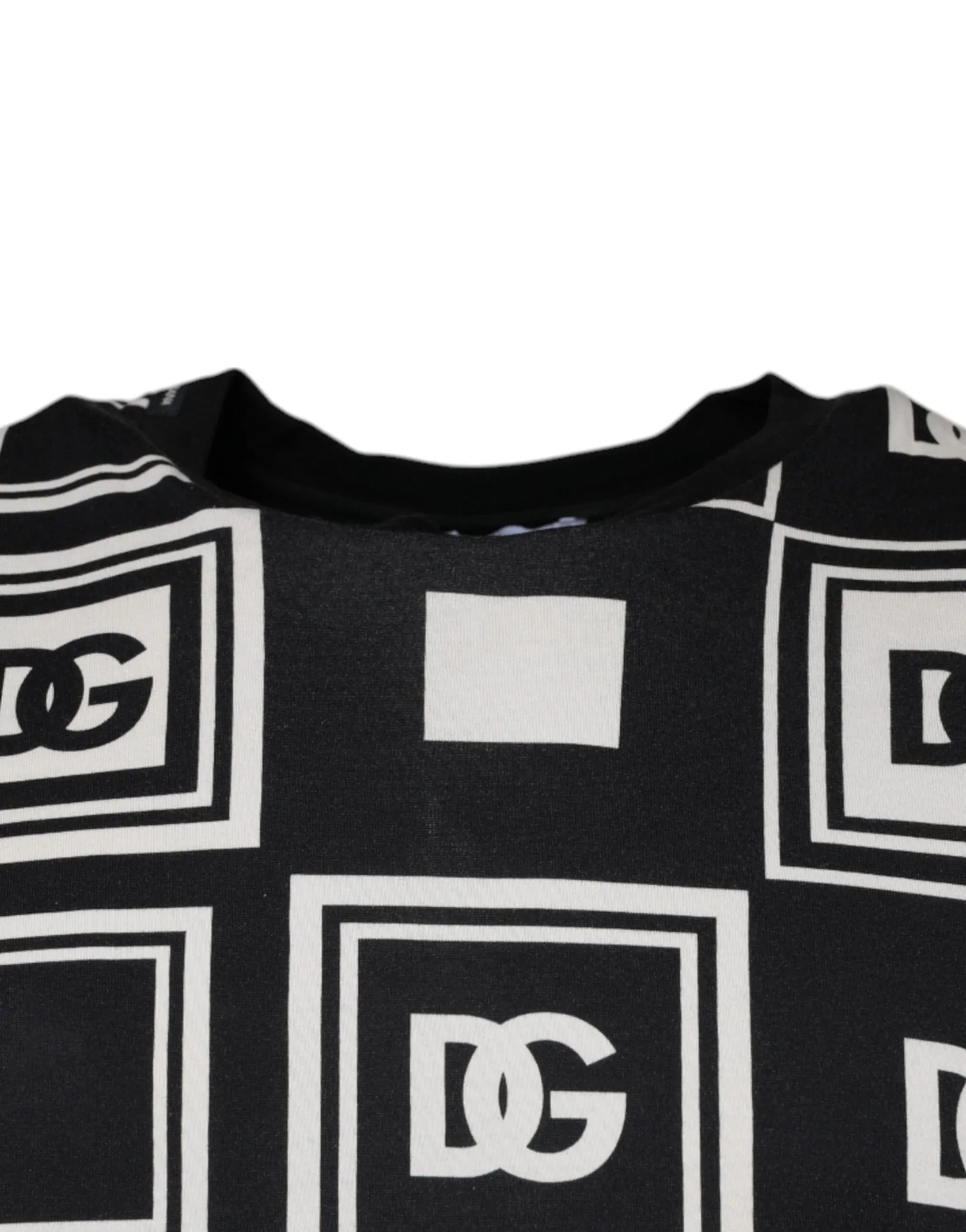 Dolce & Gabbana Black Logo Monogram Cotton Crew Neck T-shirt - Zeiniez