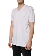 Dolce & Gabbana White Logo V-neck Short Sleeve T-shirt - Zeiniez
