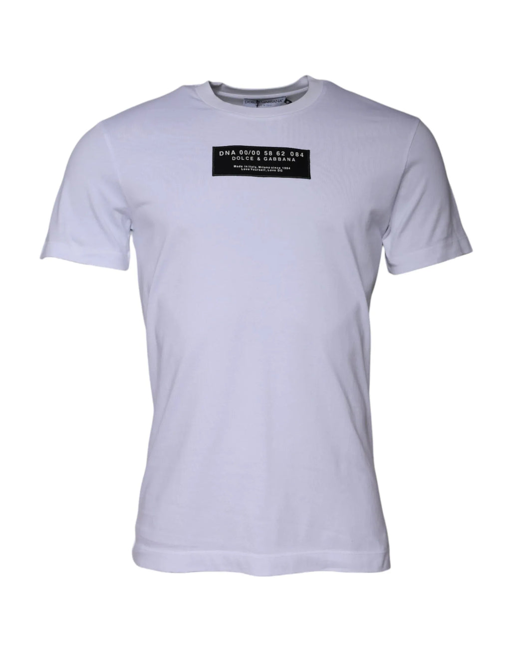 Dolce & Gabbana White Logo Print Cotton Crew Neck T-shirt - Zeiniez