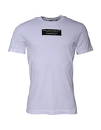 Dolce & Gabbana White Logo Print Cotton Crew Neck T-shirt - Zeiniez