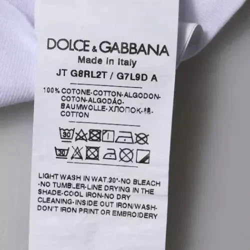 Dolce & Gabbana White Logo Print Cotton Crew Neck T-shirt - Zeiniez