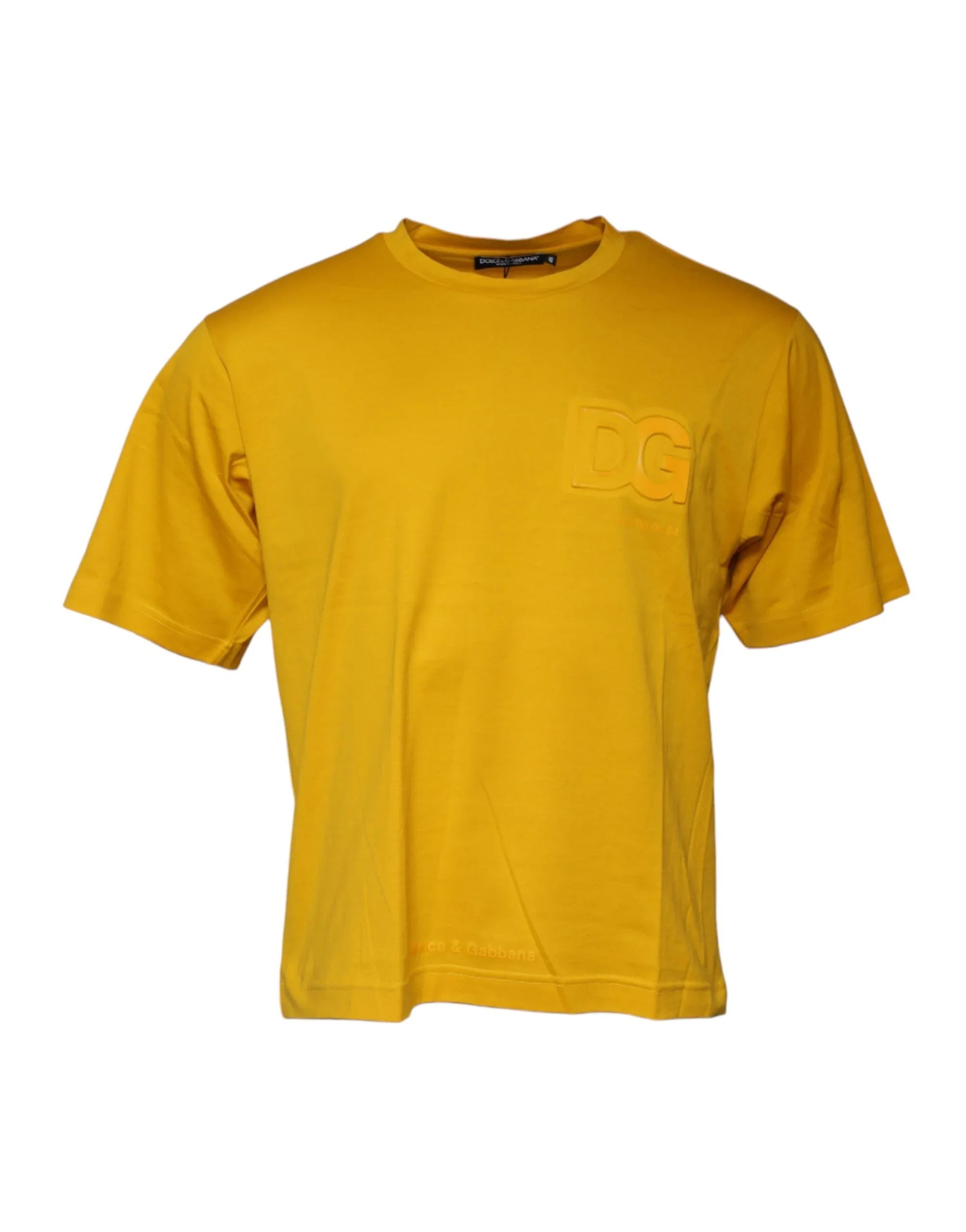 Dolce & Gabbana Dark Yellow Logo Crew Neck Short Sleeves T-shirt - Zeiniez
