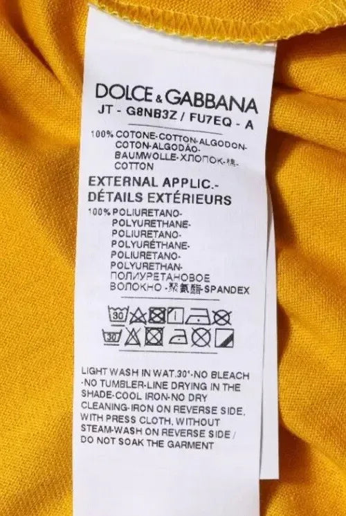 Dolce & Gabbana Dark Yellow Logo Crew Neck Short Sleeves T-shirt - Zeiniez