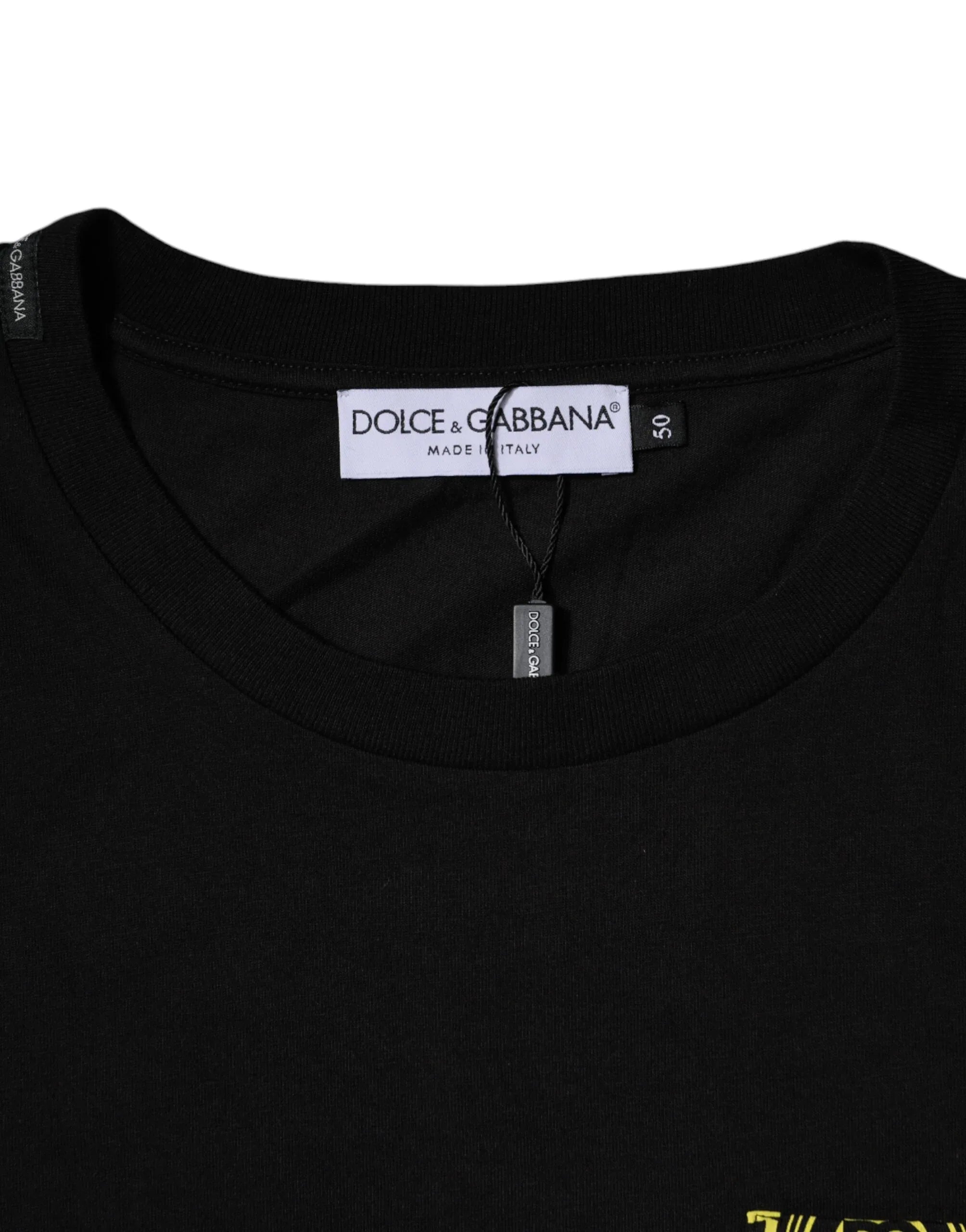 Dolce & Gabbana Black Logo Print Cotton Short Sleeve T-shirt - Zeiniez