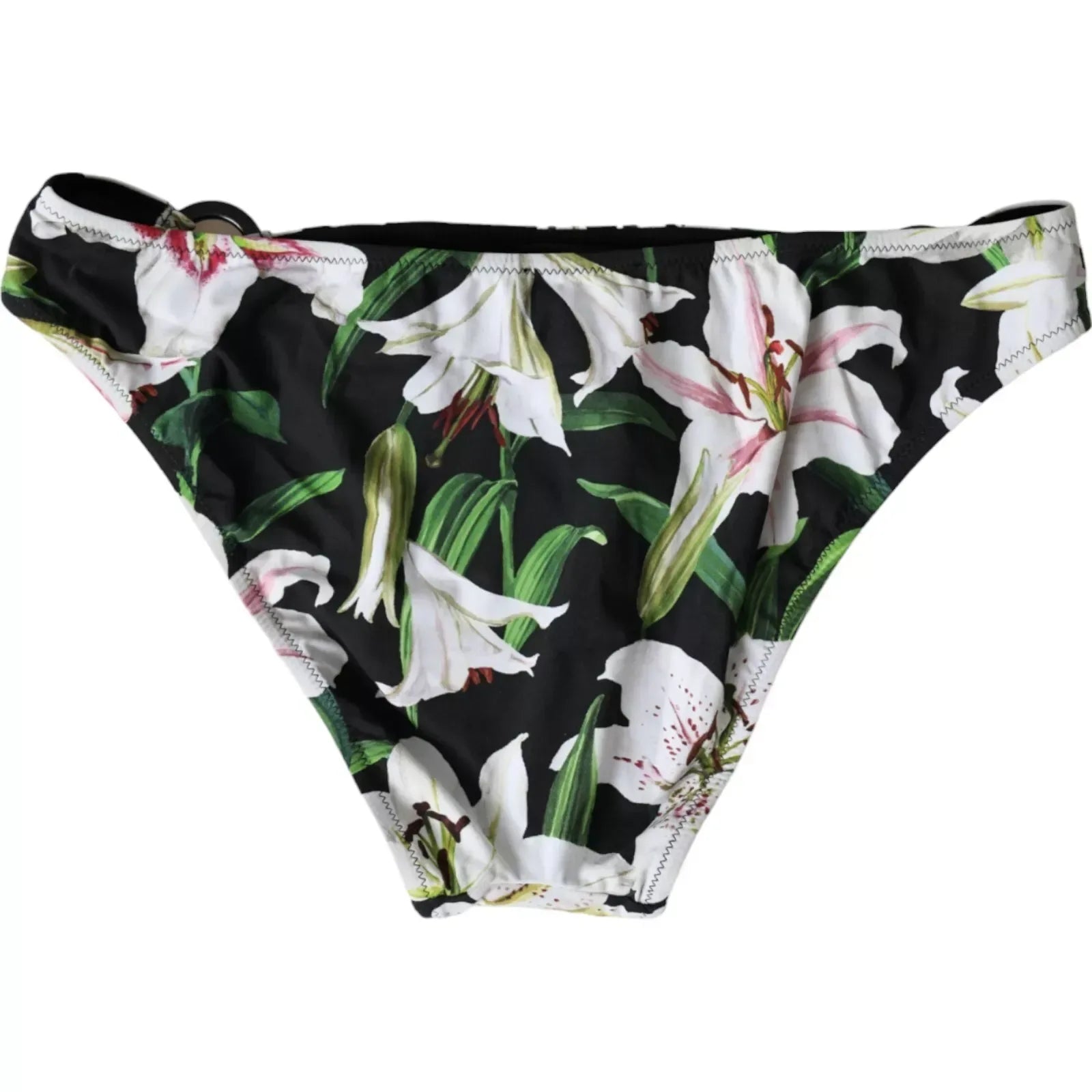 Dolce & Gabbana Black Lily Print Swimwear Bottom Beachwear Bikini - Zeiniez