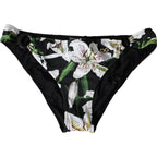 Dolce & Gabbana Black Lily Print Swimwear Bottom Beachwear Bikini - Zeiniez