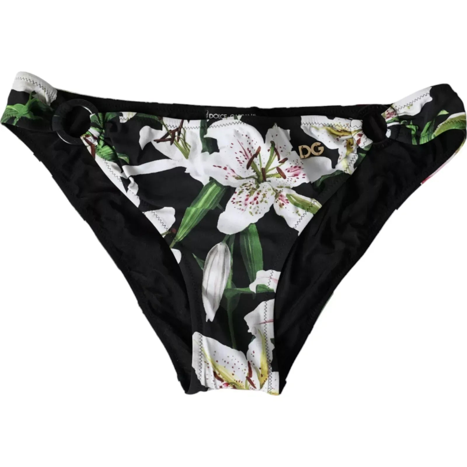 Dolce & Gabbana Black Lily Print Swimwear Bottom Beachwear Bikini - Zeiniez