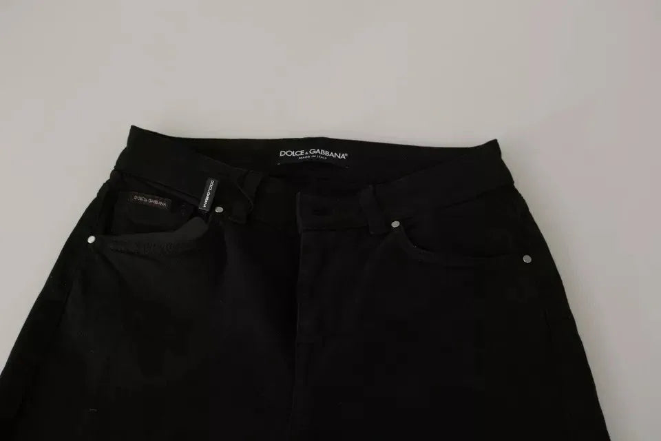 Dolce & Gabbana Black Mid Waist Slim Denim Cotton Stretch Jeans - Zeiniez