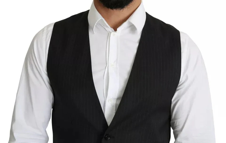 Dolce & Gabbana Black Men Formal STAFF Dress Waistcoat Vest - Zeiniez