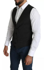 Dolce & Gabbana Black Men Formal STAFF Dress Waistcoat Vest - Zeiniez