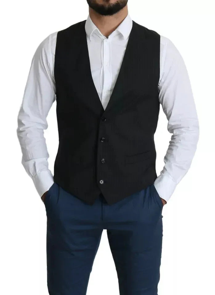 Dolce & Gabbana Black Men Formal STAFF Dress Waistcoat Vest - Zeiniez