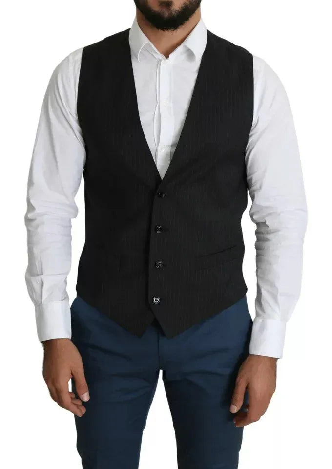 Dolce & Gabbana Black Men Formal STAFF Dress Waistcoat Vest - Zeiniez