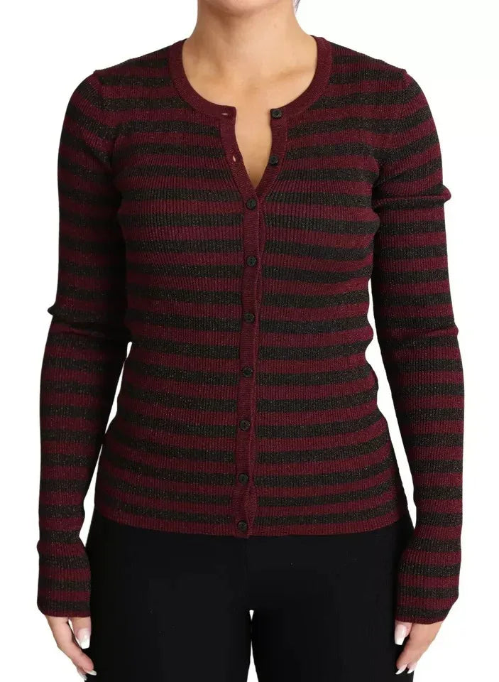 Dolce & Gabbana Black Red Striped Womens Cardigan Sweater - Zeiniez