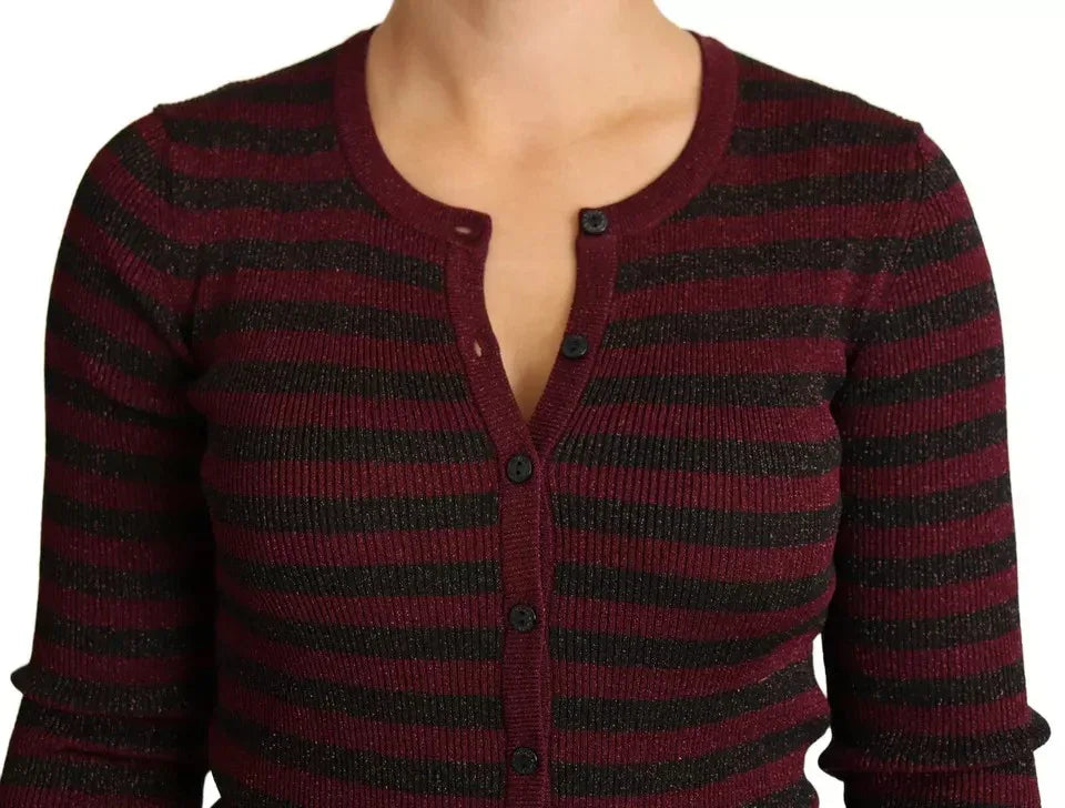 Dolce & Gabbana Black Red Striped Womens Cardigan Sweater - Zeiniez