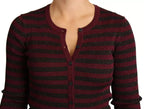 Dolce & Gabbana Black Red Striped Womens Cardigan Sweater - Zeiniez