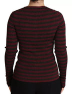 Dolce & Gabbana Black Red Striped Womens Cardigan Sweater - Zeiniez