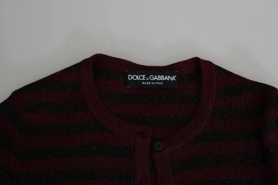 Dolce & Gabbana Black Red Striped Womens Cardigan Sweater - Zeiniez