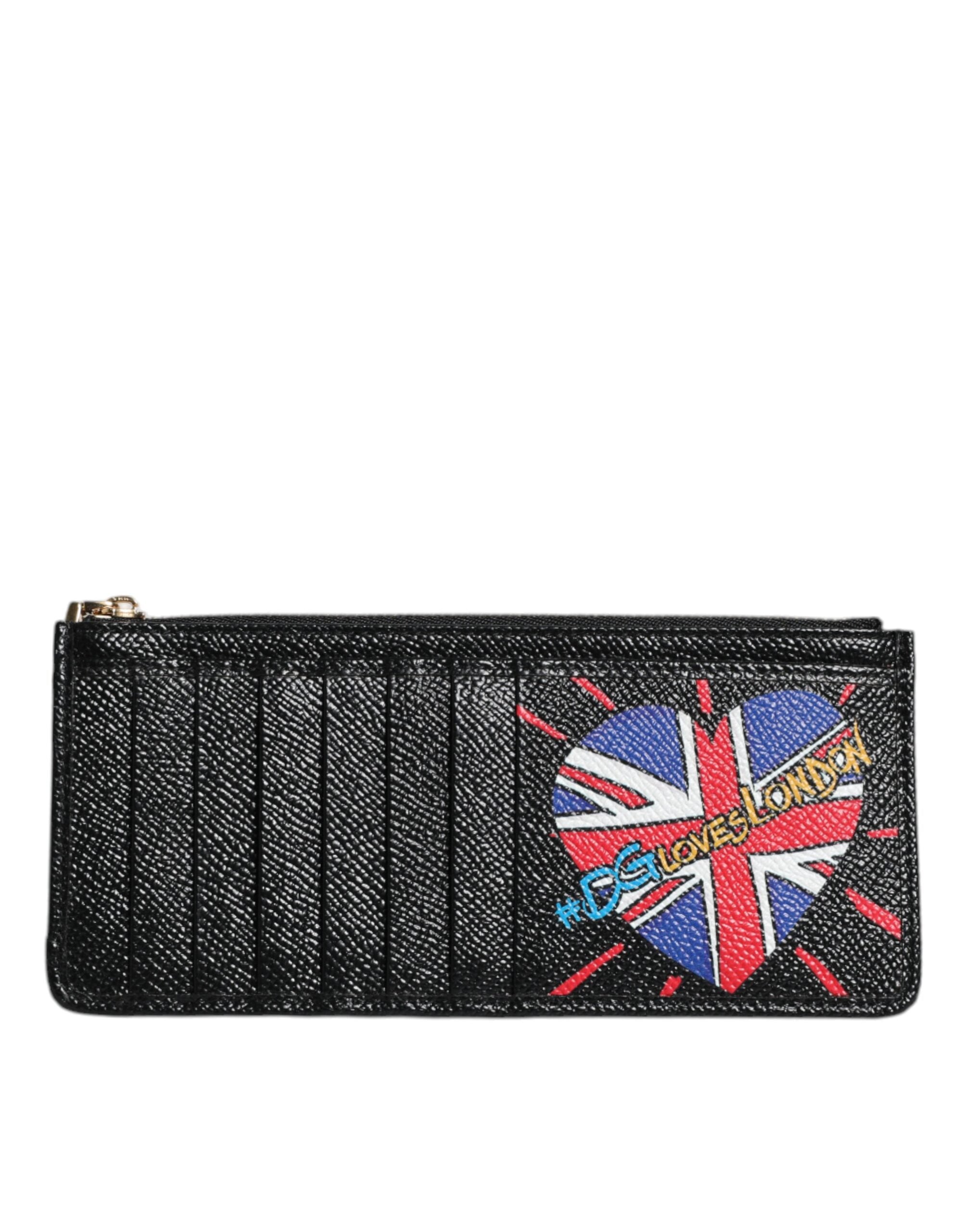 Dolce & Gabbana Black Leather #DGLovesLondon Cardholder Case Wallet - Zeiniez