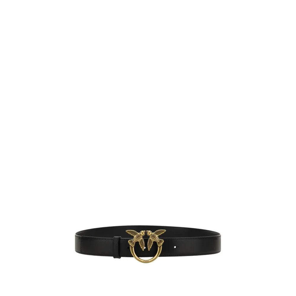 PINKO Black Calf Leather Bos Taurus Regular Belt - Zeiniez