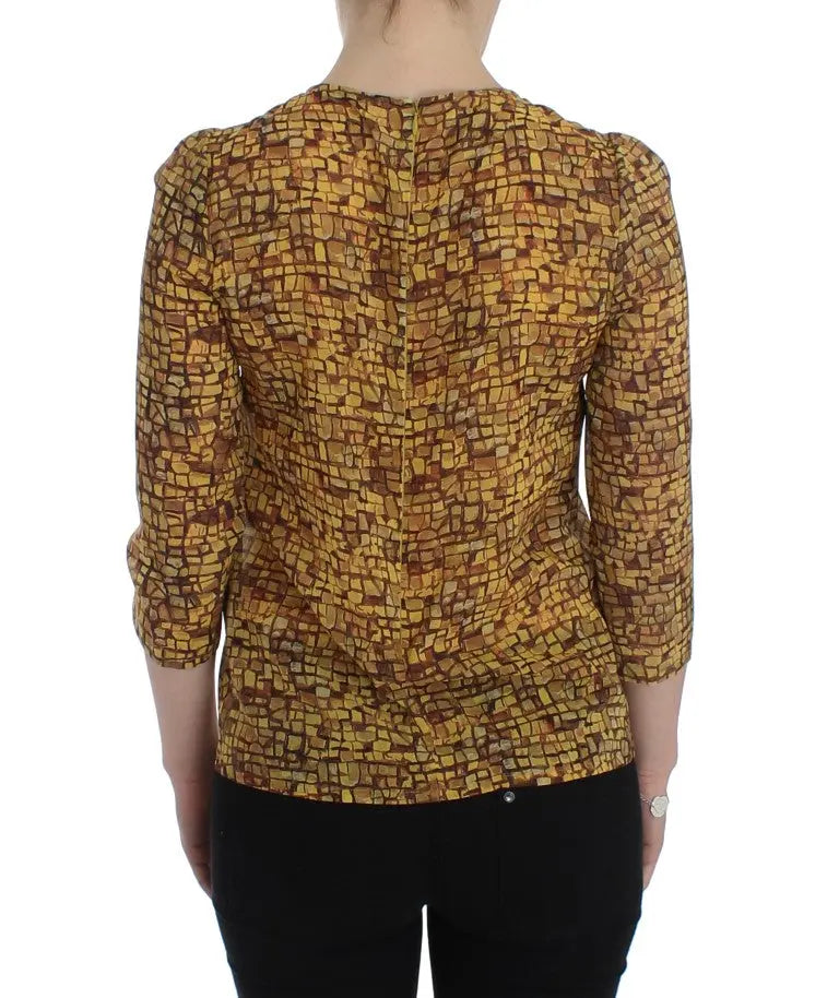 Dolce & Gabbana Multicolor Mosaic Print Silk Blouse T-shirt Dolce & Gabbana