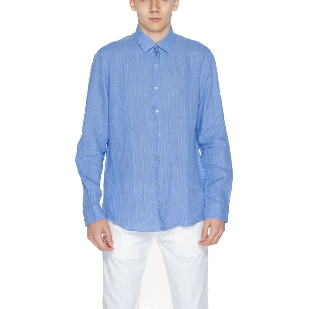 Calvin Klein Blue Linen Dress Shirt - Zeiniez