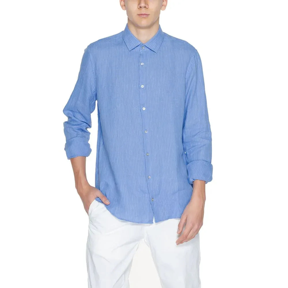 Calvin Klein Blue Linen Dress Shirt - Zeiniez