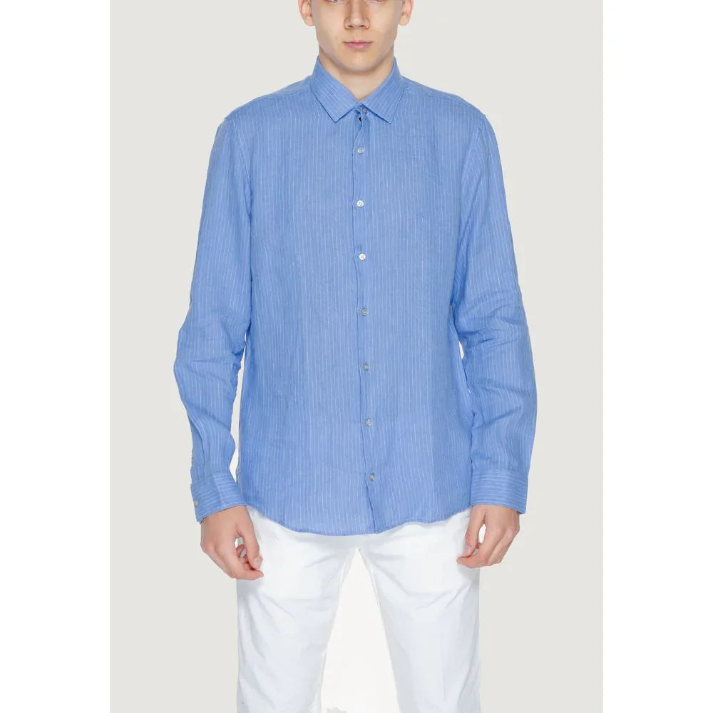 Calvin Klein Blue Linen Dress Shirt - Zeiniez